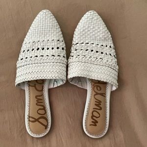 Sam Edelman Natalya Flat White Leather Mules